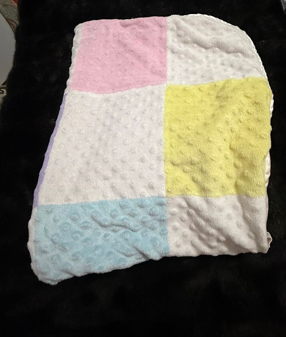 CIRCO target Plush Baby Blanket Lovey Color Block Pink Minky Squares Sherpa 2016